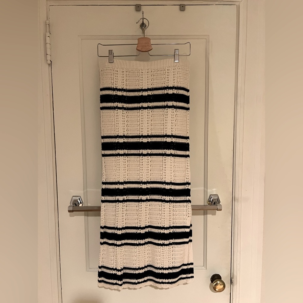 Striped Black and White Crochet Skirt